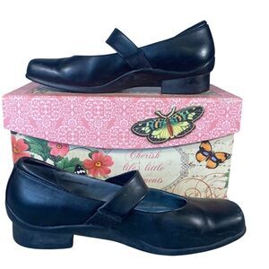 Aravon Black Leather Vintage Mary Jane Shoes Womens Size 8 Low Heel Square Toe
